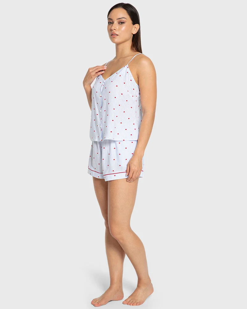 Isla & Evie Isla & Evie Heart Print Viscose Cami Pajama